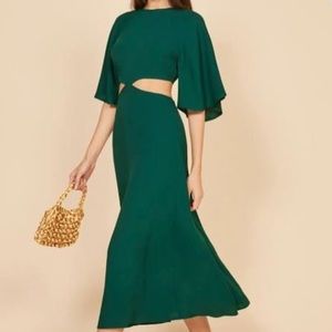 Brand New Reformation Benny Dress Emerald